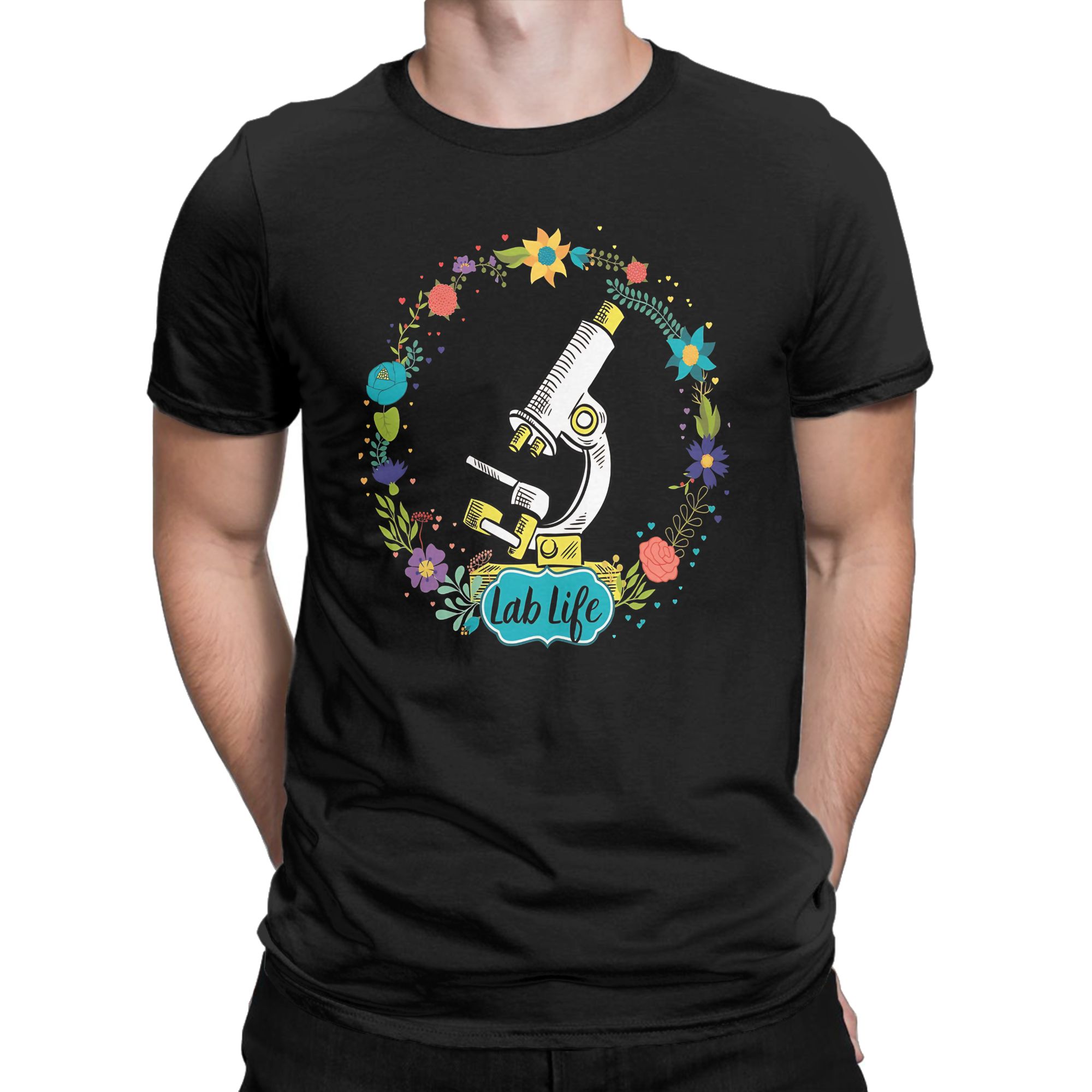 Medical Lab Graphics - RETRO FLOWERS MICROSCOPE MEDICAL SCIENTIST Funny